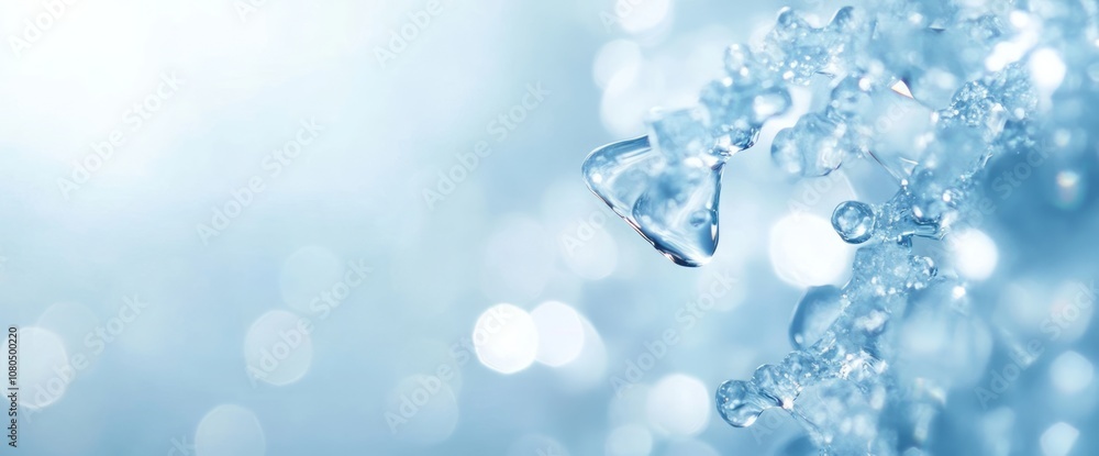 Abstract Ice Crystal with Blue Bokeh Background Abstract Ice Crystal with Blue Bokeh Background