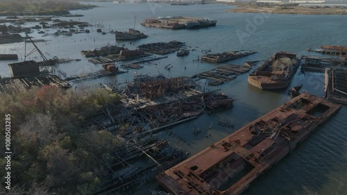 another flying over Staten Island Boat Graveyard photo