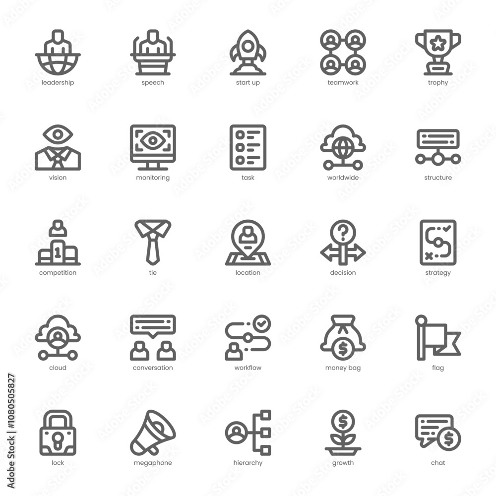 Leadership and Business icon pack for your website, mobile, presentation, and logo design. Leadership and Business icon outline design. Vector graphics illustration and editable stroke. Leadership and Business icon pack for your website, mobile, presentation, and logo design. Leadership and Business icon outline design. Vector graphics illustration and editable stroke.