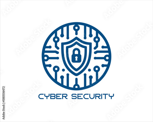 Cyber security logo design icon symbol vector illustration. Modern cyber security logo Template.