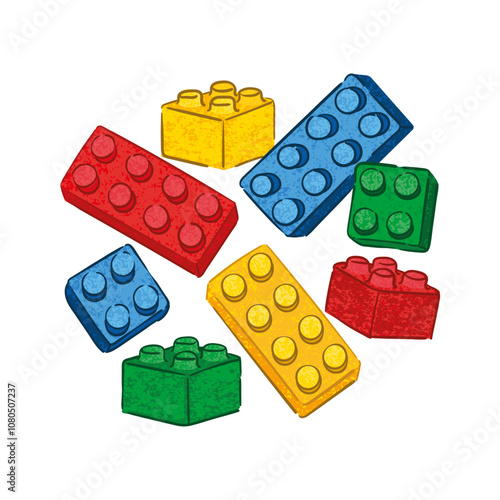 Block Toy Brick Details Colorful Illustrtation photo