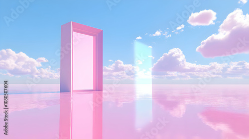 Wallpaper Mural Pink Doorway to the Sky 3D Illustration Torontodigital.ca