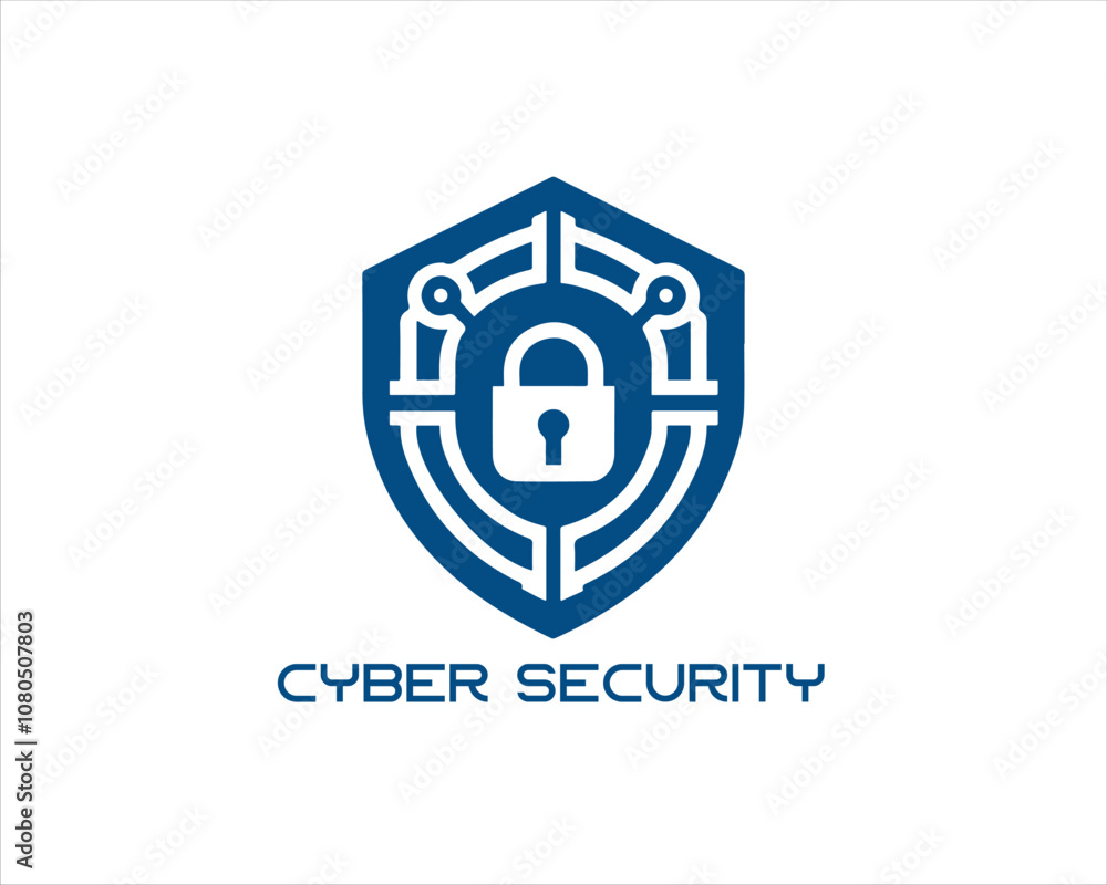 Fototapeta premium Cyber security logo design icon symbol vector illustration. Modern cyber security logo Template.