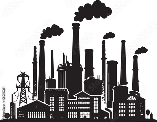 silhouette of a factory