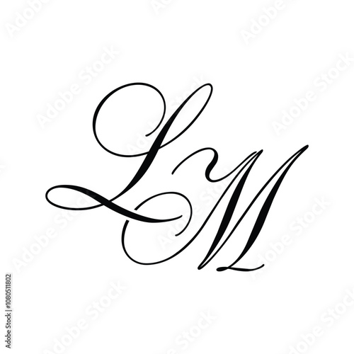 LM Calligraphy Monogram Initial Letters Logo