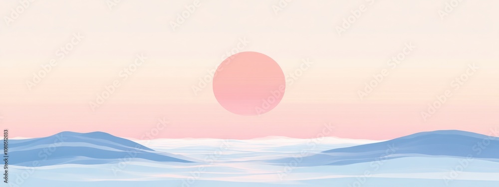 sunrise over the horizon in pastel tones, minimalist design, calming and high quality sunrise over the horizon in pastel tones, minimalist design, calming and high quality