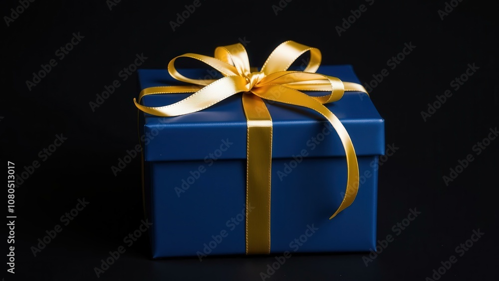 Elegant Blue Gift Box with Golden Ribbon Perfect for Special Occasions, Birthdays, or Holidays Elegant Blue Gift Box with Golden Ribbon Perfect for Special Occasions, Birthdays, or Holidays