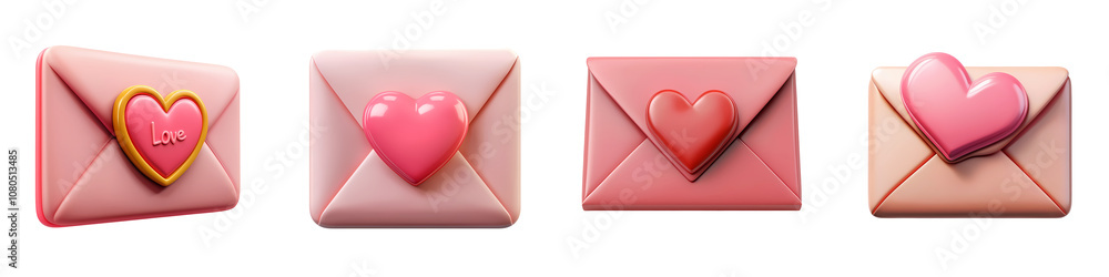 Pink love letter with handwritten note 3D illustration romantic detail isolated on white and transparent background Pink love letter with handwritten note 3D illustration romantic detail isolated on white and transparent background