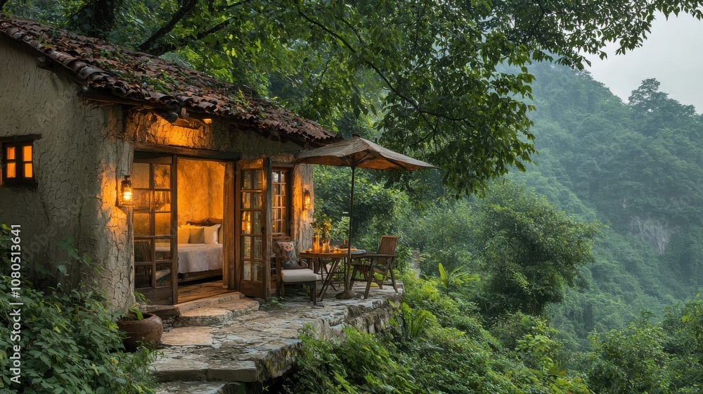 Discovering an ecolodge surrounded by nature remote location accommodation tranquil environment eco-friendly concept Discovering an ecolodge surrounded by nature remote location accommodation tranquil environment eco-friendly concept