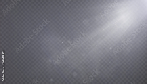 Light sources, concert lighting, stage spotlights. Spotlight beam with the effect of bright flickering light. Vector	