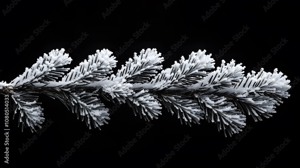 A branch covered in snow. The snow is white and the branch is black. The branch is long and thin A branch covered in snow. The snow is white and the branch is black. The branch is long and thin