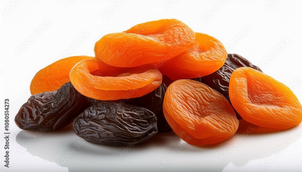 a selection of dried apricots isolated on a white background highlighting a healthy and sweet snack a selection of dried apricots isolated on a white background highlighting a healthy and sweet snack