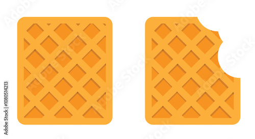 Waffle Flat Style Isolated on White. Food and sweets vector art