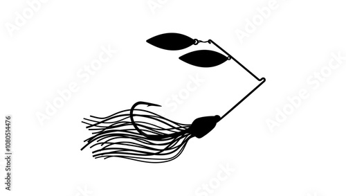 Spinnerbait emblem , black isolated silhouette