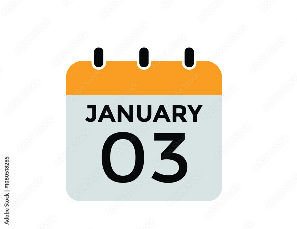 January 3 Calendar Day or Calender Date for Deadlines or Appointment. calendar date icon on white background. January 3 Calendar Day or Calender Date for Deadlines or Appointment. calendar date icon on white background.