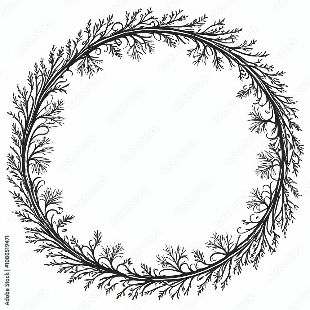Roots Circle Border Copy Space Area White Background Roots Circle Border Copy Space Area White Background