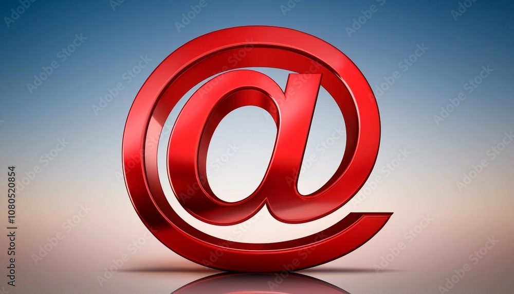 a red 3d at symbol on a gradient background