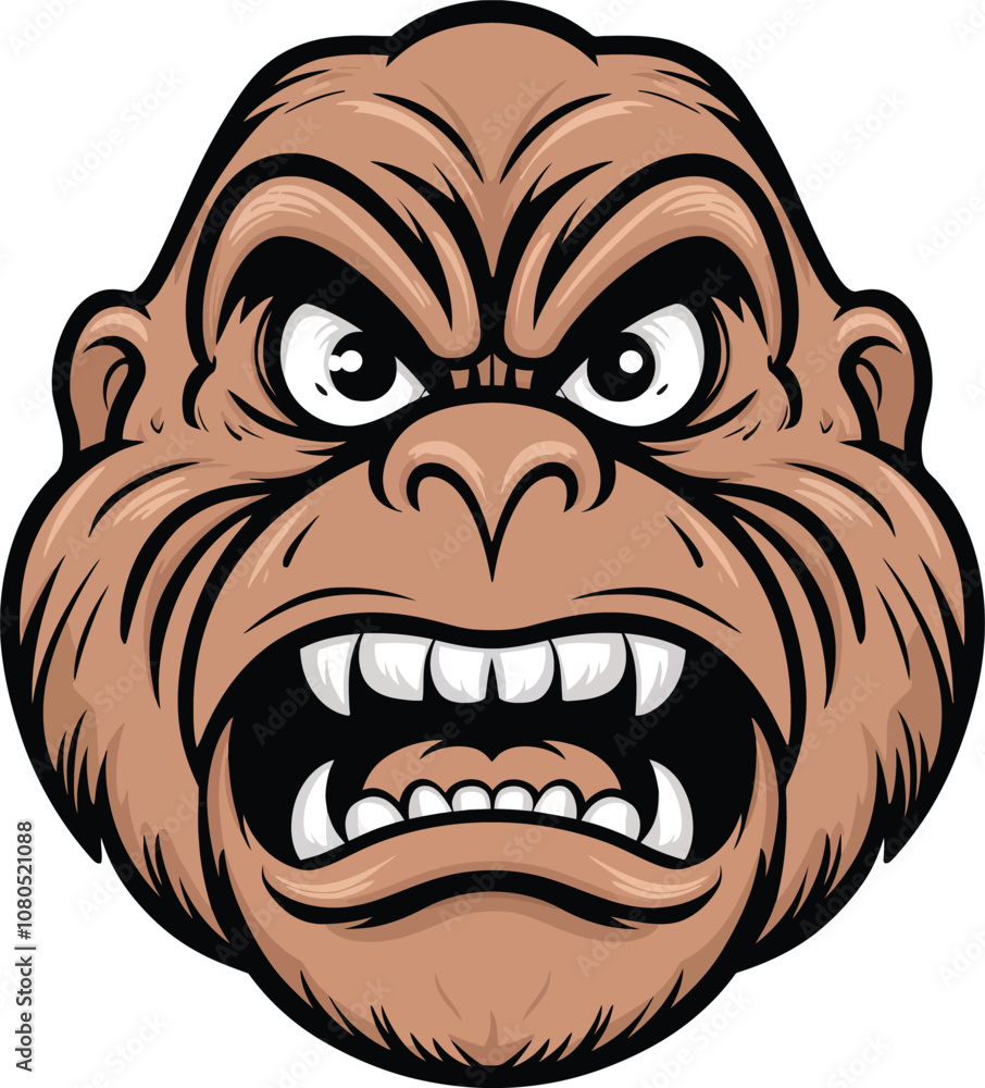 The angry gorilla face vector art illustration The angry gorilla face vector art illustration