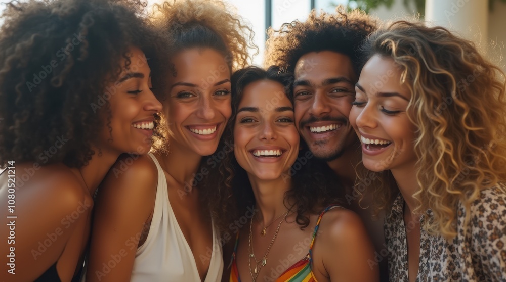 Obraz premium Diverse Friends Sharing Joyful Moments Together