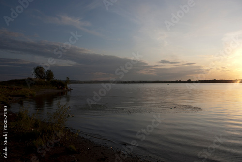 Russia Perm region landscape with river Kama