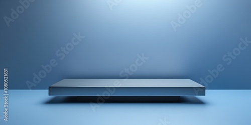 Blue podium showcase to present a product