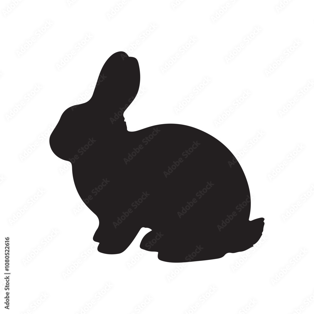 silhouette of a rabbit isolated on white background. Vector flat black rabbit bunny silhouette isolated on white background silhouette of a rabbit isolated on white background. Vector flat black rabbit bunny silhouette isolated on white background