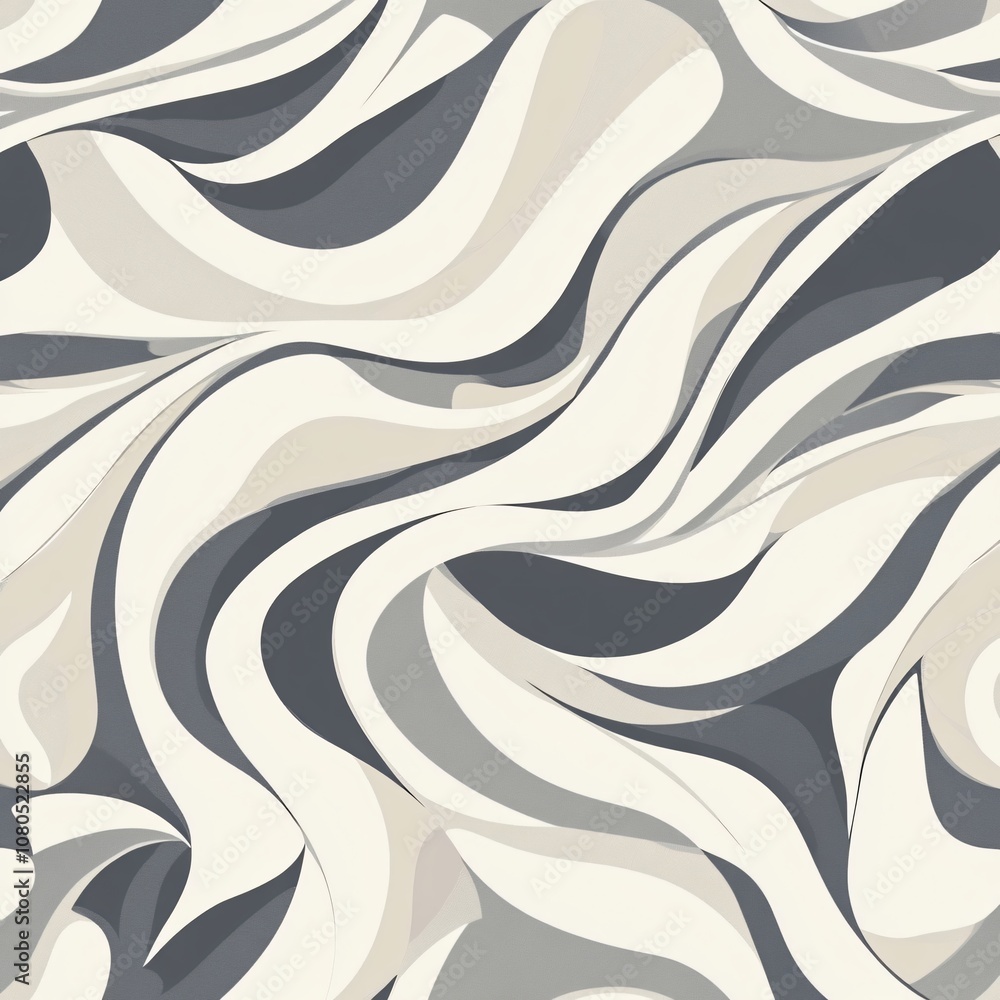 Fototapeta premium Dynamic flowing waves pattern abstract design digital art modern aesthetic close-up view motion and depth