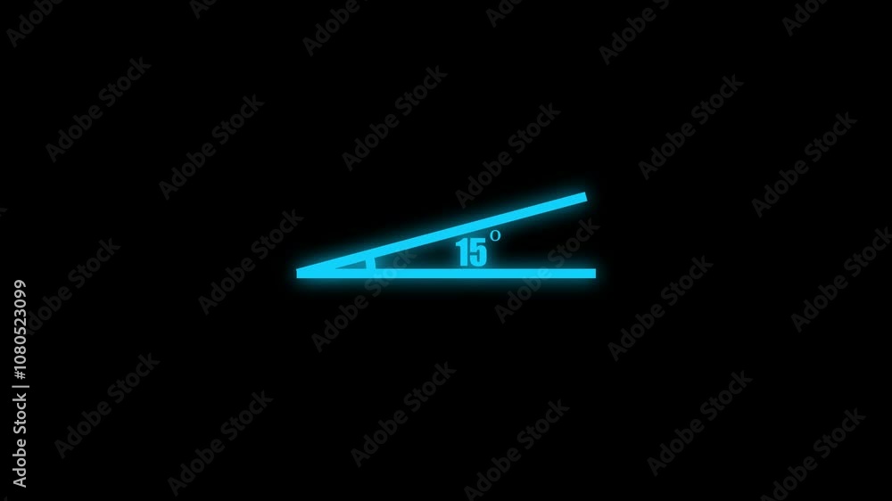 Geometric math graph with an angle measure of 15 degree icon. Icon of 15 degree. Acute angle. Geometric math graph with an angle measure of 15 degree icon. Icon of 15 degree. Acute angle.