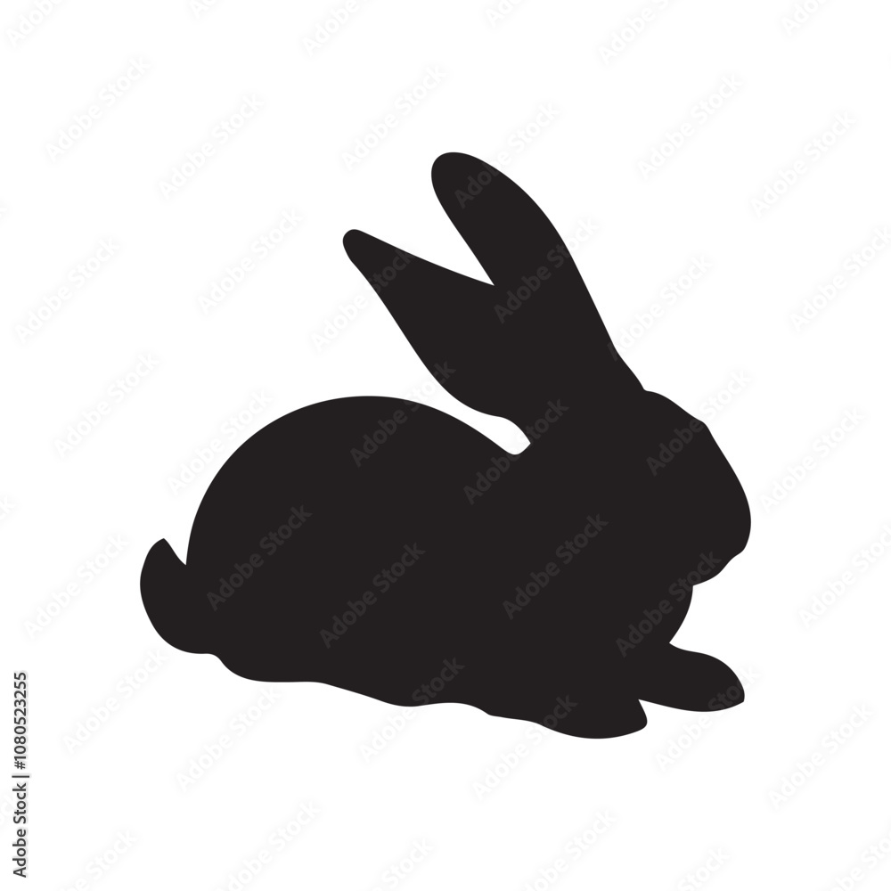 silhouette of a rabbit isolated on white background. Vector flat black rabbit bunny silhouette isolated on white background silhouette of a rabbit isolated on white background. Vector flat black rabbit bunny silhouette isolated on white background