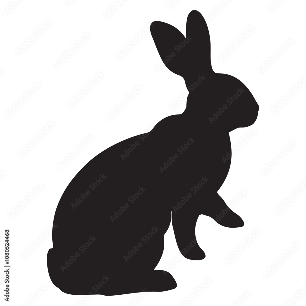Obraz premium silhouette of a rabbit isolated on white background. Vector flat black rabbit bunny silhouette isolated on white background