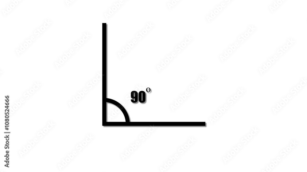 Geometric math graph with an angle measure of 90 degree icon. Icon of 90 degree. Acute angle. Geometric math graph with an angle measure of 90 degree icon. Icon of 90 degree. Acute angle.