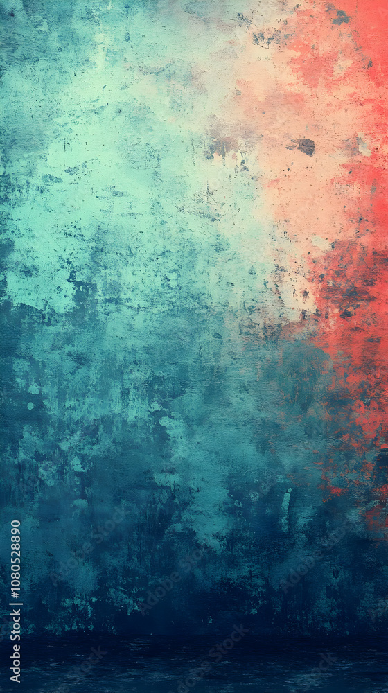 Abstract Background - Teal and Coral Textured Wall Abstract Background - Teal and Coral Textured Wall