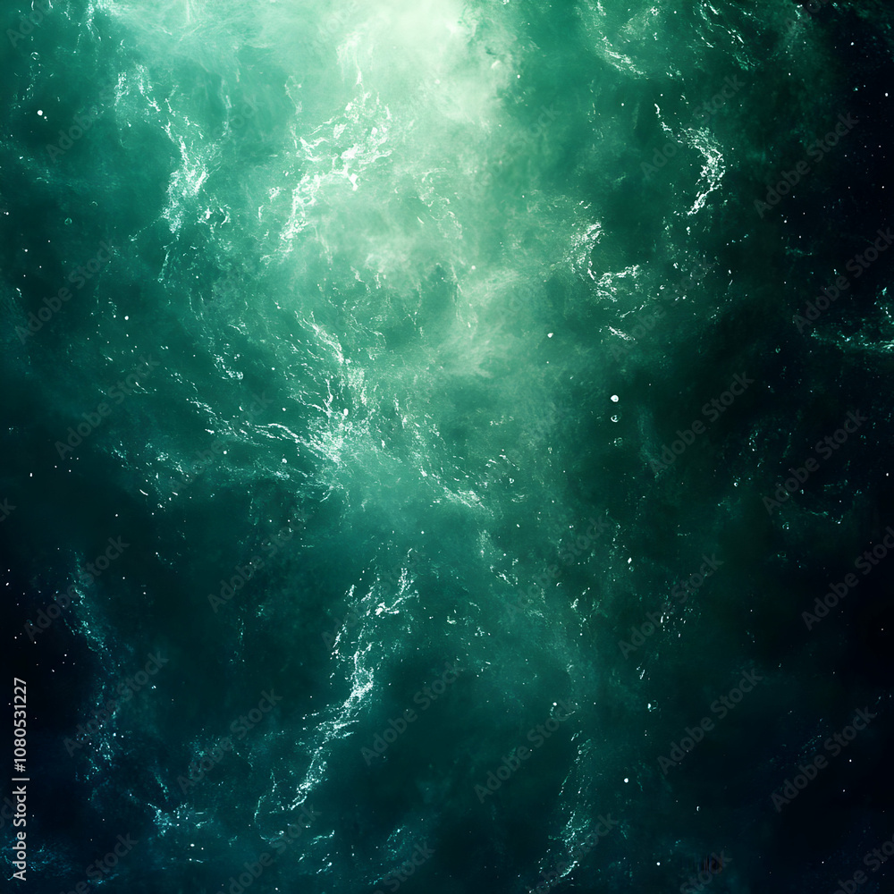 Fototapeta premium Abstract Background - Emerald Green Nebula Cosmic Dust