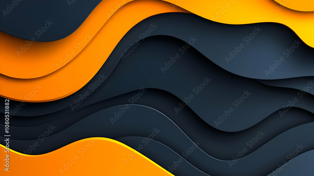 Abstract Background 3D Render Orange and Dark Blue Waves Abstract Background 3D Render Orange and Dark Blue Waves