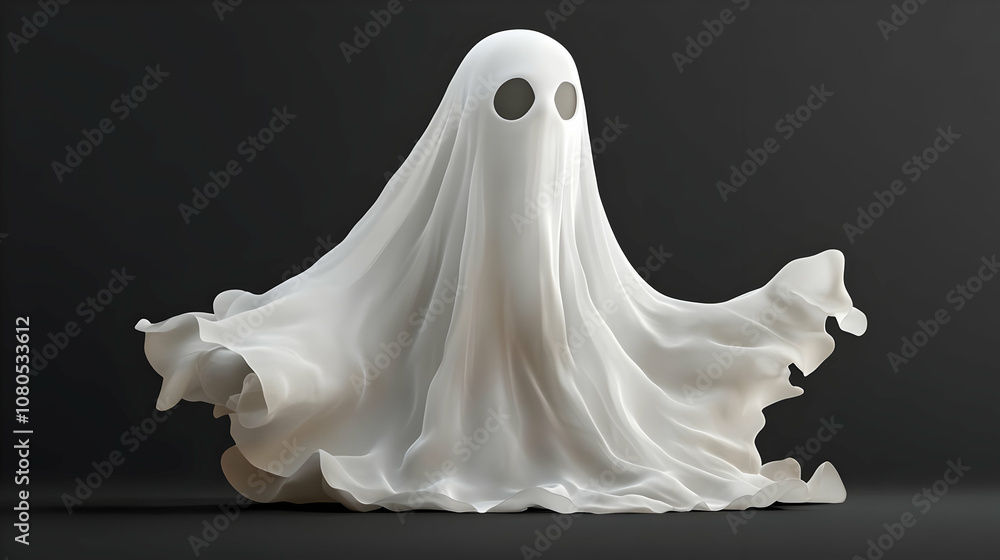 3D Ghost Illustration With Gray Background 3D Ghost Illustration With Gray Background