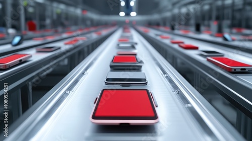 Wallpaper Mural Smartphones moving on automated assembly conveyor belt Torontodigital.ca