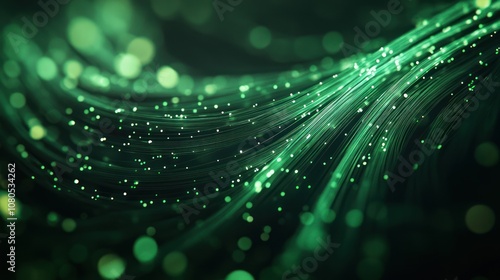 Abstract Green Light Strings with Bokeh