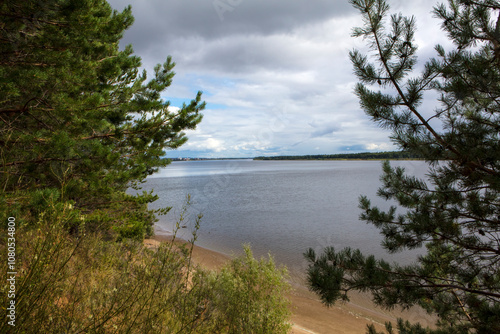 Russia Perm region landscape with river Kama