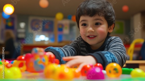Young learner exploring language with fun activities