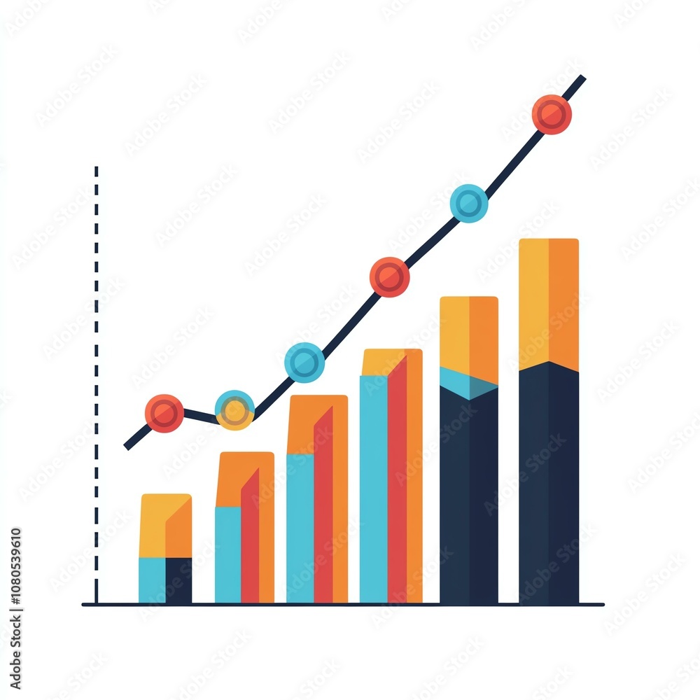 Colorful infographic showing growth in a bar graph on a white isolated background. Colorful infographic showing growth in a bar graph on a white isolated background.