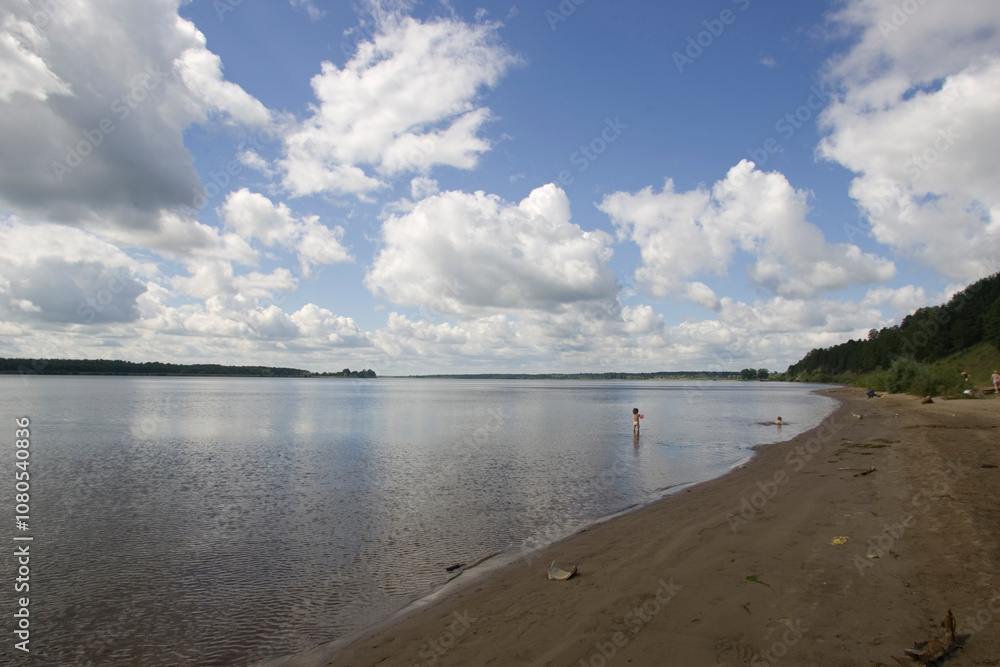 Russia Perm Krai Kama River on a cloudy summer day Russia Perm Krai Kama River on a cloudy summer day