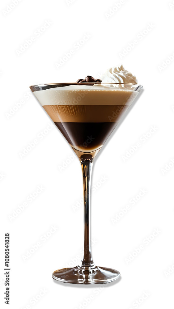 with a white background Layered espresso martini cocktail in a stylish glass, isolated on white background. with a white background Layered espresso martini cocktail in a stylish glass, isolated on white background.
