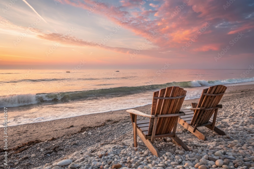 Fototapeta premium A serene beach at sunrise