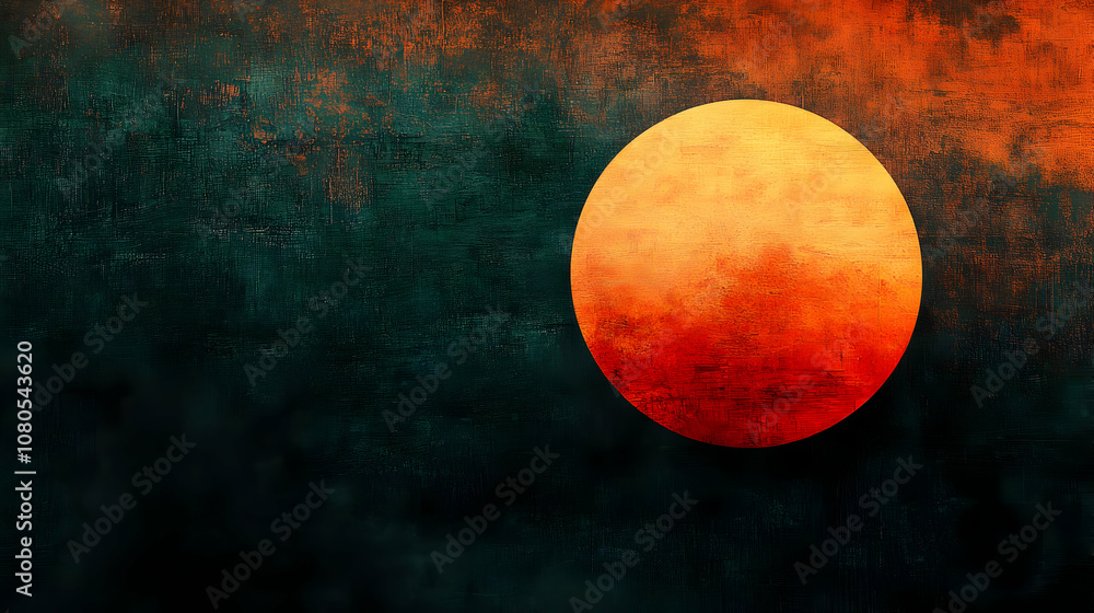 Abstract Background Illustration Red Orange Circle Dark Green Texture