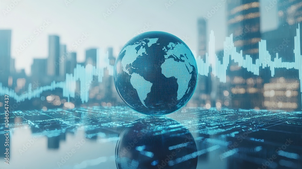 A globe atop a digital grid conveys the interconnected networks, data exchange, and technological forefront impacting worldwide business and growth. A globe atop a digital grid conveys the interconnected networks, data exchange, and technological forefront impacting worldwide business and growth.