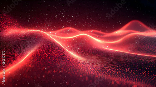 Abstract Background - Red Wavy Particle Glow