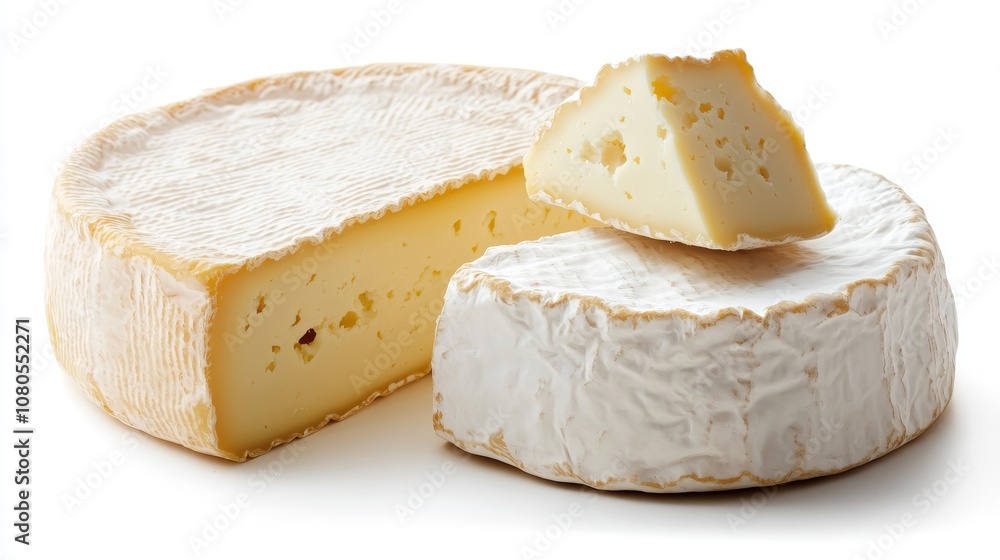 Fresh and Creamy Soft Cheese Varieties with White Rind and Interior Cut, Ideal for Gourmet Dishes and Charcuterie Boards, Captivating Dairy Presentation Fresh and Creamy Soft Cheese Varieties with White Rind and Interior Cut, Ideal for Gourmet Dishes and Charcuterie Boards, Captivating Dairy Presentation