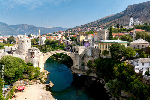 defaultAerial View of Mostar and the Historic Stari Most