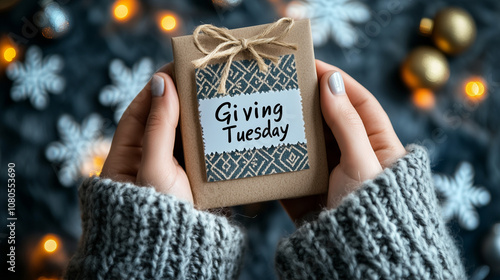 Giving tuesday text on card photo