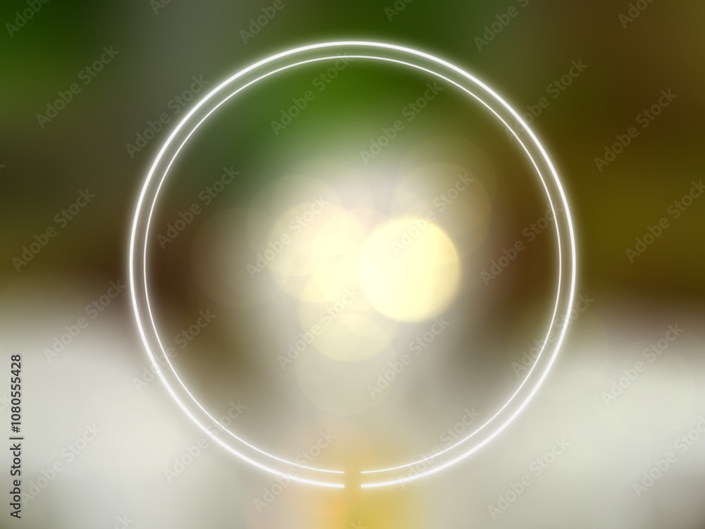 blurred nature and bokeh with neon glowing circle line blurred nature and bokeh with neon glowing circle line